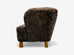 Danish Mid Century Modern Beech Brown Sheepskin Sofa Denmark 1930s - 4120615