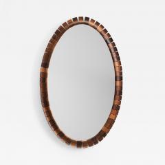 Danish Mid Century Modern Handcrafted Oval Mirror Denmark 1960s - 2747569