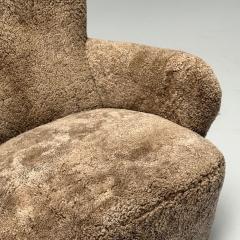 Danish Mid Century Modern Highback Lounge Chair Sahara Shearling Beech - 3855540