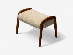 Danish Mid Century Modern Shearling Stool Beige Sheepskin Denmark 1970s - 3989114