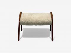 Danish Mid Century Modern Shearling Stool Beige Sheepskin Denmark 1970s - 3989115