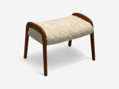 Danish Mid Century Modern Shearling Stool Beige Sheepskin Denmark 1970s - 3989116