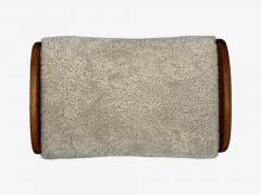 Danish Mid Century Modern Shearling Stool Beige Sheepskin Denmark 1970s - 3989117