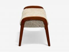 Danish Mid Century Modern Shearling Stool Beige Sheepskin Denmark 1970s - 3989118