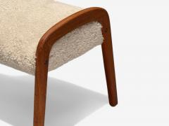 Danish Mid Century Modern Shearling Stool Beige Sheepskin Denmark 1970s - 3989119