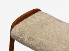 Danish Mid Century Modern Shearling Stool Beige Sheepskin Denmark 1970s - 3989120