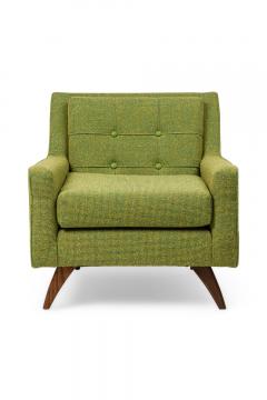 Danish Mid Century Style Green Tweed Tufted Armchair - 4667177