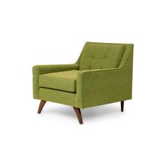 Danish Mid Century Style Green Tweed Tufted Armchair - 4729232