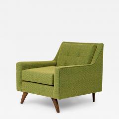 Danish Mid Century Style Green Tweed Tufted Armchair - 4729239