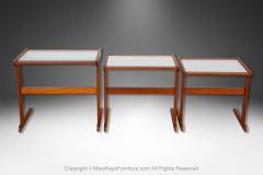 Danish Mid Century Teak Glass Top Nesting Tables - 4020394