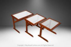 Danish Mid Century Teak Glass Top Nesting Tables - 4020400