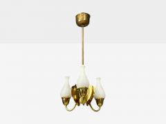 Danish Moden Pendant Light Polished Brass Opal Glass Denmark 1950s - 4760498