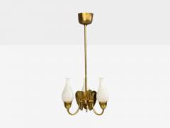 Danish Moden Pendant Light Polished Brass Opal Glass Denmark 1950s - 4760500