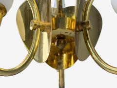 Danish Moden Pendant Light Polished Brass Opal Glass Denmark 1950s - 4760507