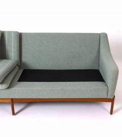 Danish Modern 4 Seat Teak Base Sofa Original Fabric Presents Well - 4571899