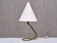 Danish Modern Adjustable Table Desk Lamp with Brass Base and Cone Shade 1950s - 4146061