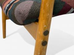 Danish Modern Aztec Fabric Light Stained Wood Footstool Denmark 1950s - 4423482