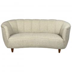 Danish Modern Banana Sofa Beechwood Green Fabric Denmark 1940s - 4514252