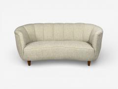 Danish Modern Banana Sofa Beechwood Green Fabric Denmark 1940s - 4514255