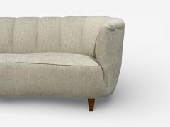 Danish Modern Banana Sofa Beechwood Green Fabric Denmark 1940s - 4514258