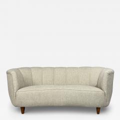 Danish Modern Banana Sofa Beechwood Green Fabric Denmark 1940s - 4514457