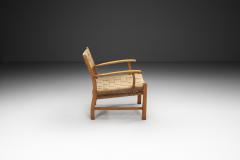 Danish Modern Beech Armchair with Woven Seat Denmark ca 1950s - 4366691