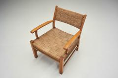 Danish Modern Beech Armchair with Woven Seat Denmark ca 1950s - 4366695