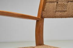 Danish Modern Beech Armchair with Woven Seat Denmark ca 1950s - 4366697