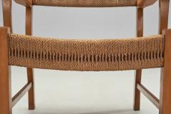 Danish Modern Beech Armchair with Woven Seat Denmark ca 1950s - 4366698