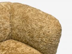 Danish Modern Beech Honey Sheepskin Banana Style Tub Chair Denmark 1930s - 4114698