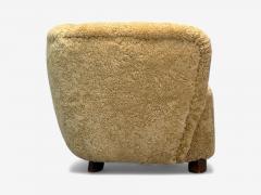 Danish Modern Beech Honey Sheepskin Banana Style Tub Chair Denmark 1930s - 4114699