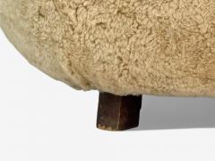 Danish Modern Beech Honey Sheepskin Banana Style Tub Chair Denmark 1930s - 4114702