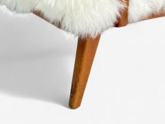 Danish Modern Beech Mongolian Fur Lounge Chair Denmark 1950s - 4281012
