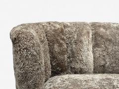 Danish Modern Beechwood Sahara Sheepskin Banana Sofa Denmark 1940s - 4384947