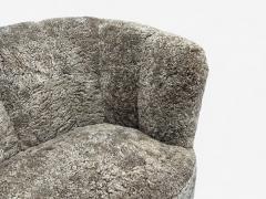 Danish Modern Beechwood Sahara Sheepskin Banana Sofa Denmark 1940s - 4384949