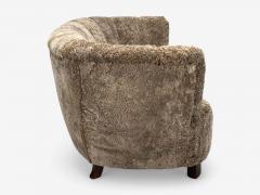 Danish Modern Beechwood Sahara Sheepskin Banana Sofa Denmark 1940s - 4384950