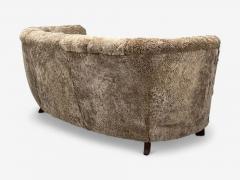 Danish Modern Beechwood Sahara Sheepskin Banana Sofa Denmark 1940s - 4384952