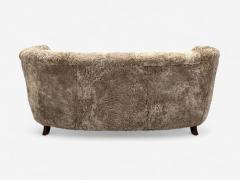 Danish Modern Beechwood Sahara Sheepskin Banana Sofa Denmark 1940s - 4384953