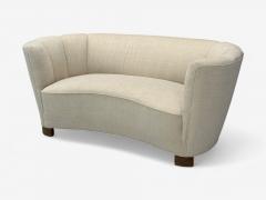 Danish Modern Beige Fabric Oak Banana Sofa Denmark 1940s - 4293210