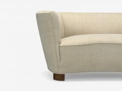 Danish Modern Beige Fabric Oak Banana Sofa Denmark 1940s - 4293211