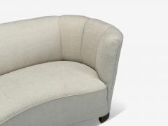 Danish Modern Beige Fabric Oak Banana Sofa Denmark 1940s - 4293213