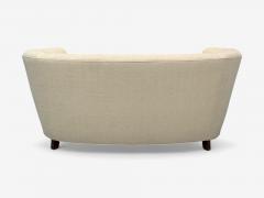 Danish Modern Beige Fabric Oak Banana Sofa Denmark 1940s - 4293214