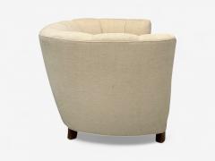 Danish Modern Beige Fabric Oak Banana Sofa Denmark 1940s - 4293215