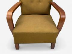 Danish Modern Bentwood Fabric Lounge Chairs Denmark 1930s - 4387203