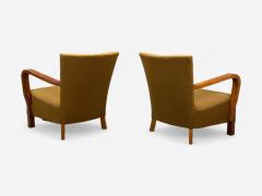 Danish Modern Bentwood Fabric Lounge Chairs Denmark 1930s - 4387204