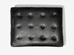 Danish Modern Black Leatherette Stained Wood Footstool Denmark 1950s - 4428602
