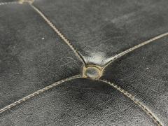 Danish Modern Black Leatherette Stained Wood Footstool Denmark 1950s - 4428604