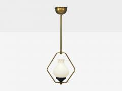 Danish Modern Brass Glass Pendant Light Denmark 1960s - 4360900