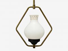 Danish Modern Brass Glass Pendant Light Denmark 1960s - 4360901