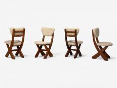 Danish Modern Brutalist Dining Chairs Pine Shearling Denmark 1960s - 4575999